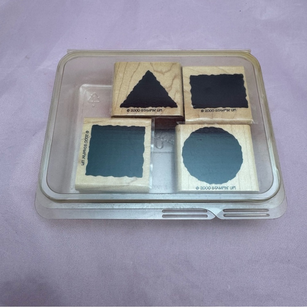 Stampin’ Up! Little Shapes Rubber Stamp Set Square Circle (2000, Retired) ✨